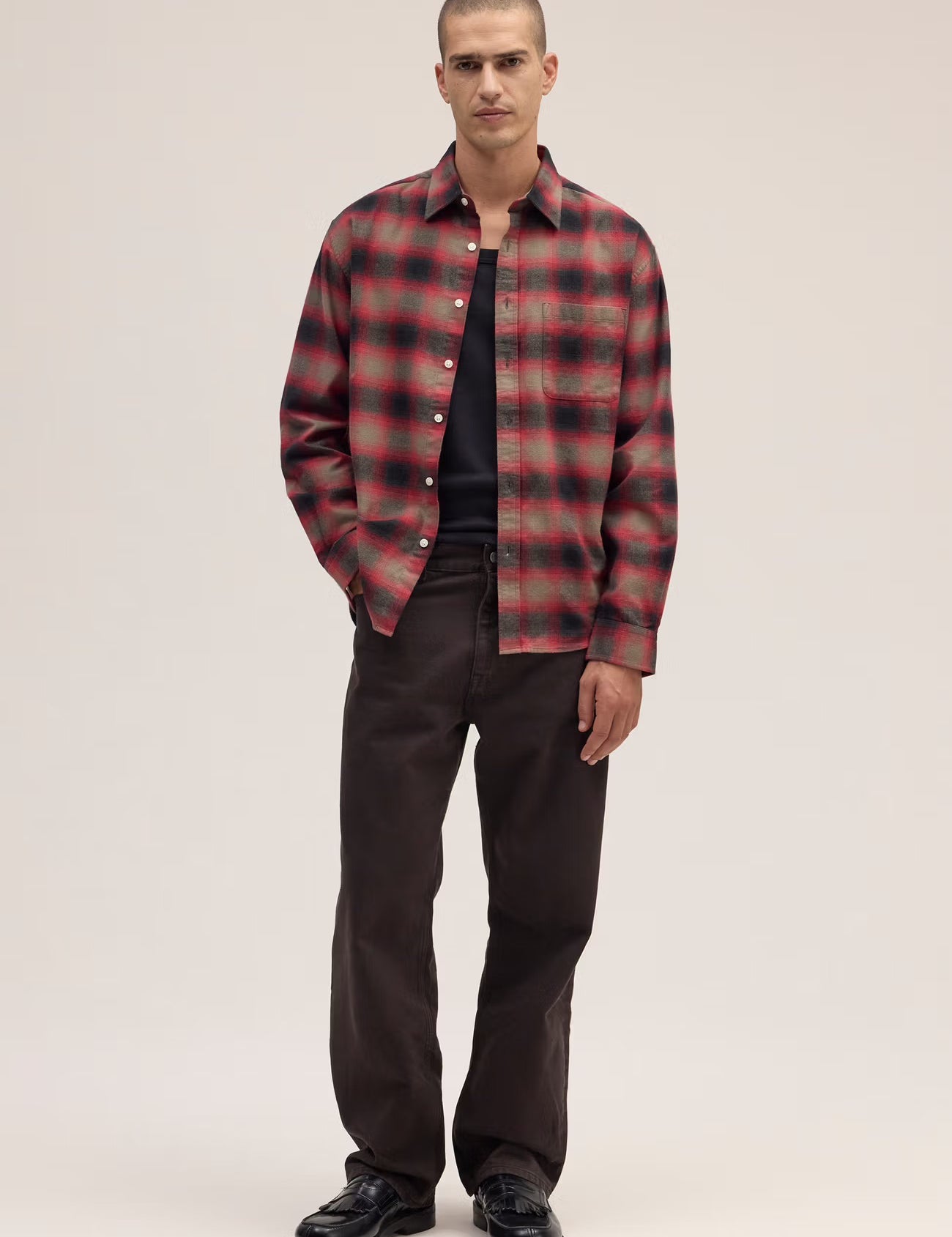 Deon Flannel Shirt in Red Check by NN07