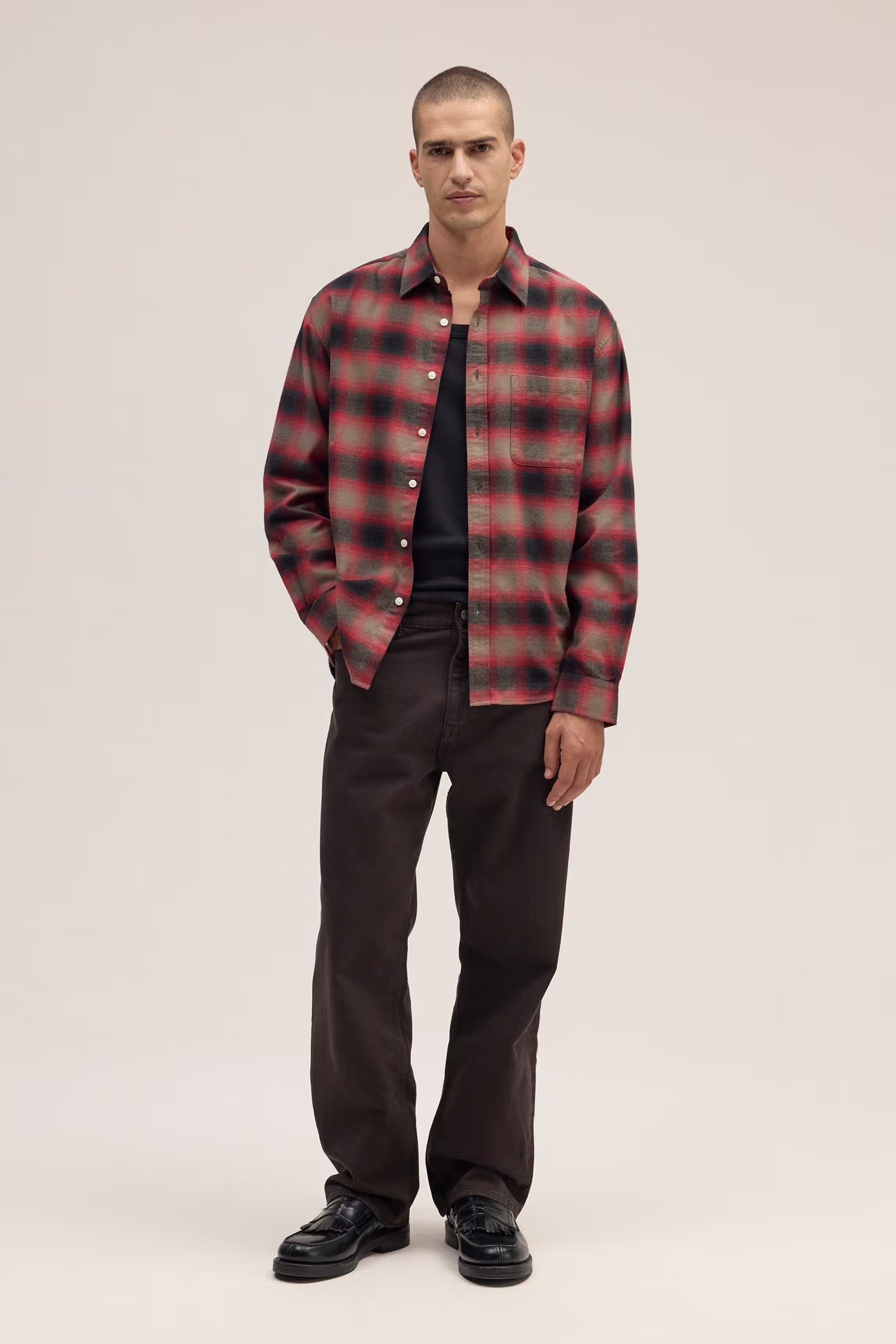 Deon Flannel Shirt in Red Check by NN07