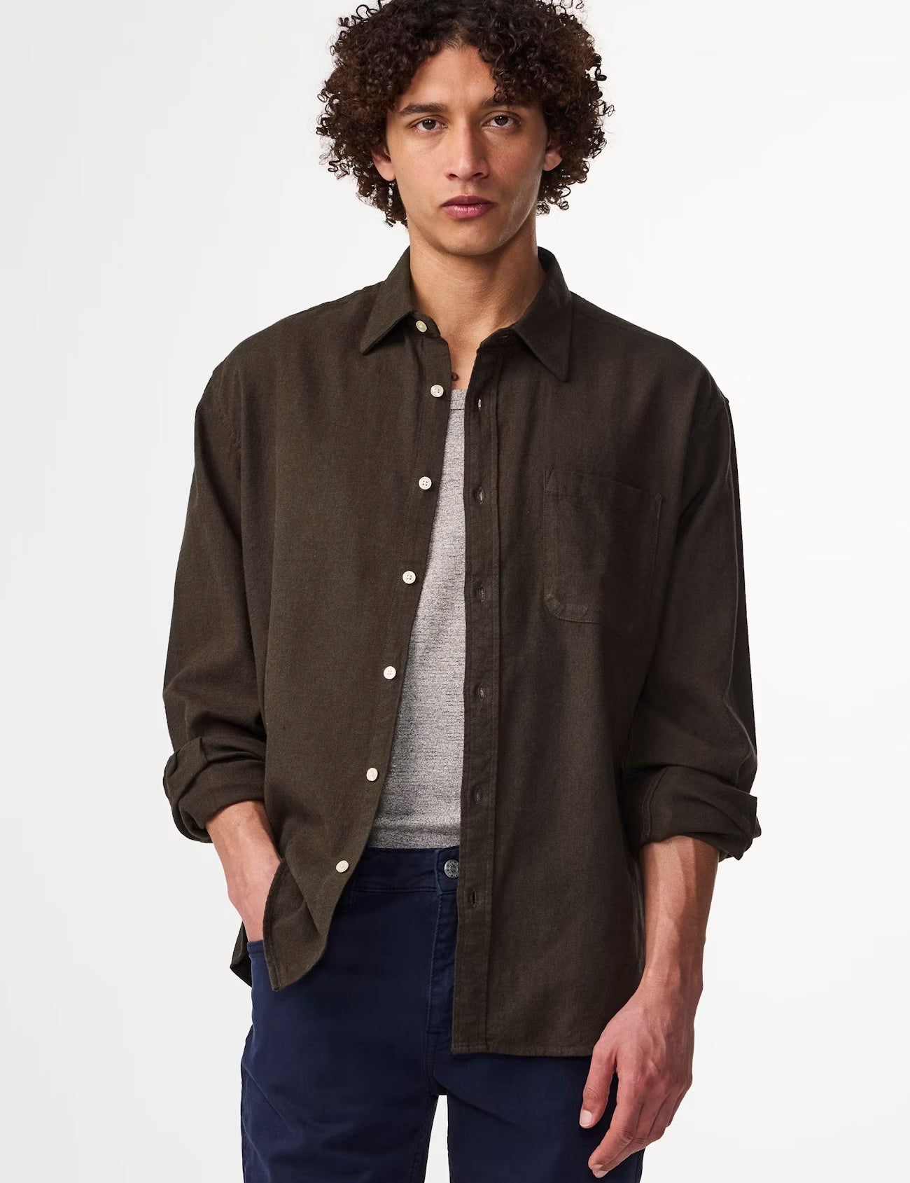 Deon Flannel Shirt Dark Army by NN.07