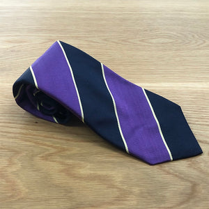 Diagonal Stripe Silk Tie Purple