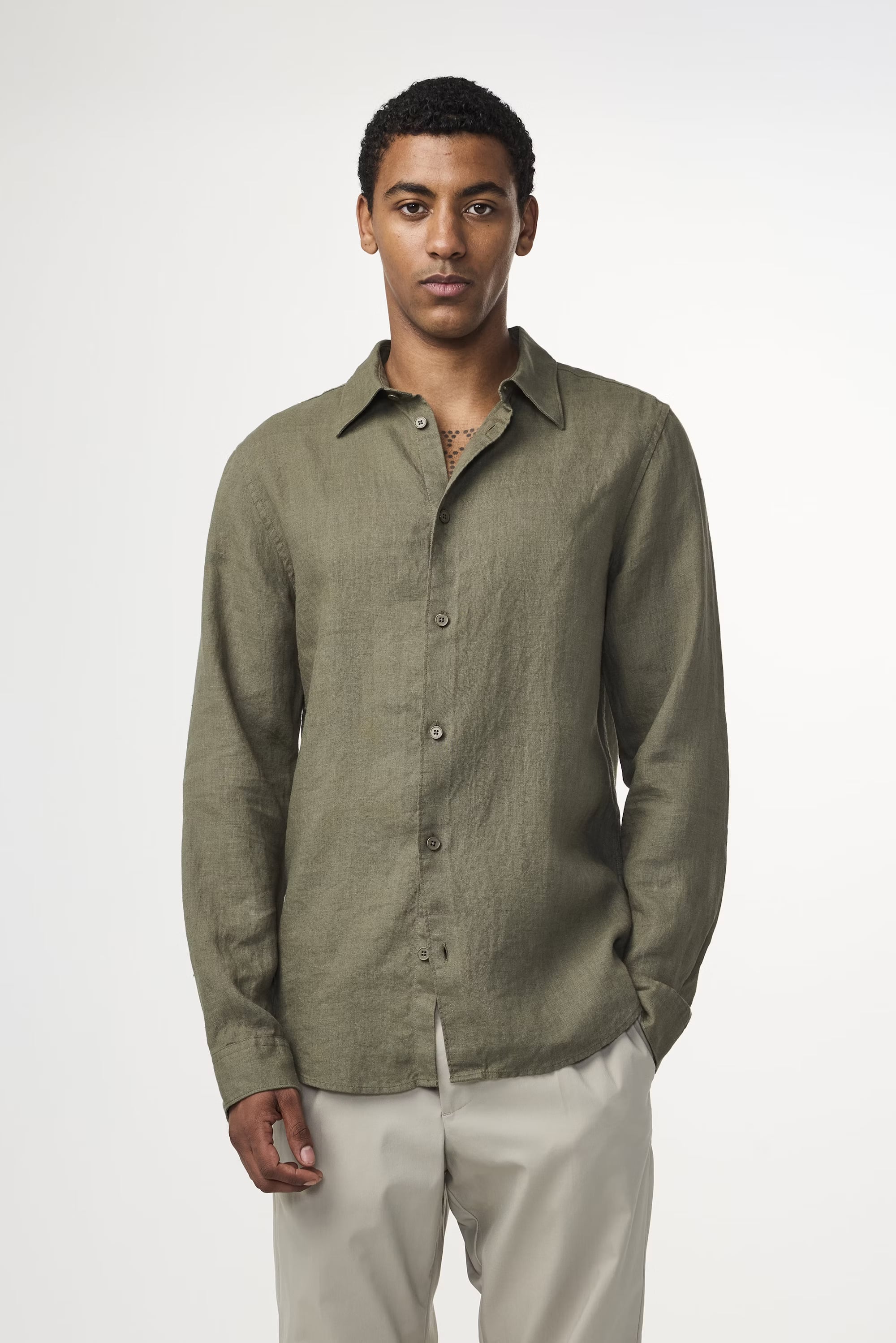 NN07 Enzo Linen Shirt in Caper