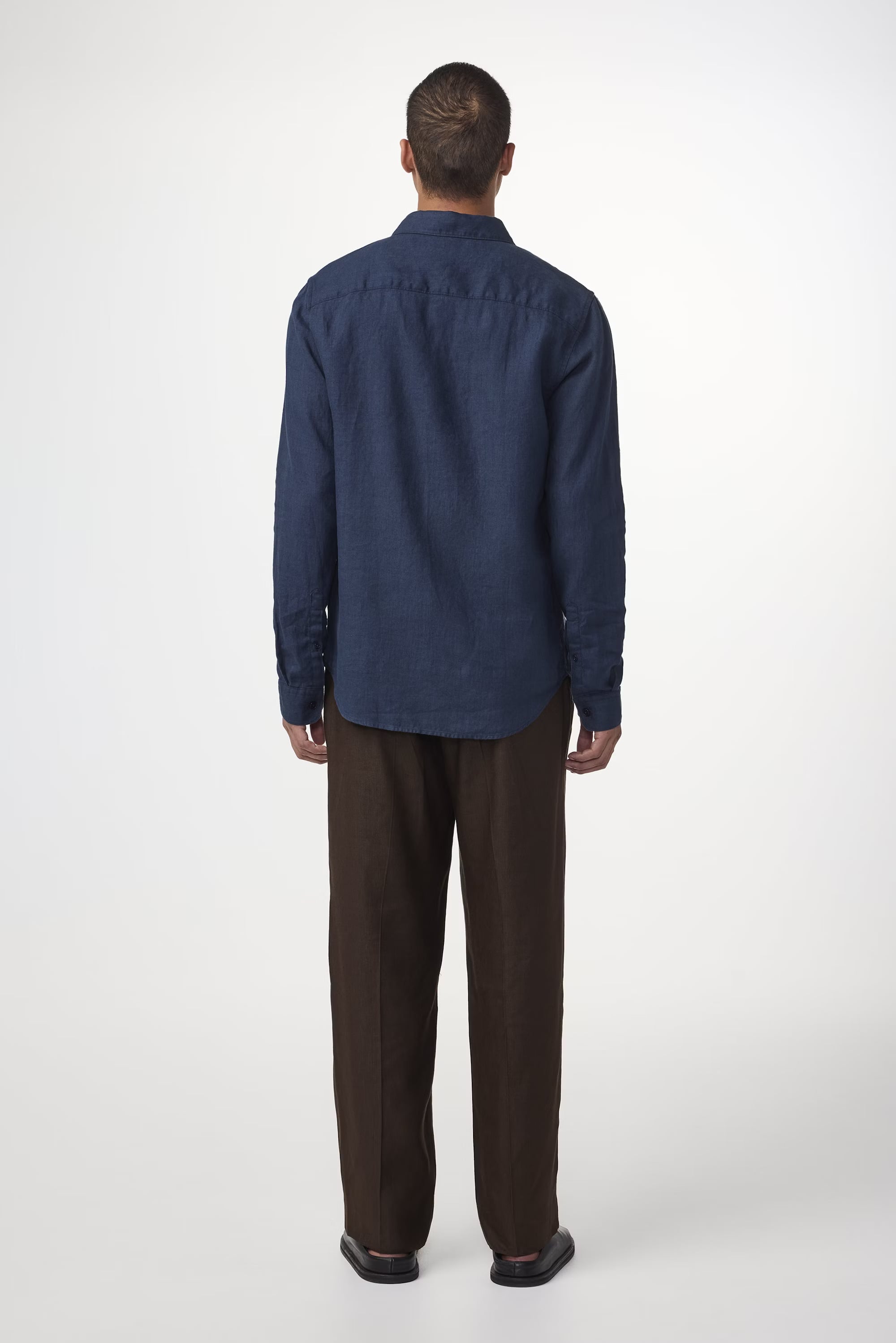 NN07 Enzo Linen Shirt in Navy Blue