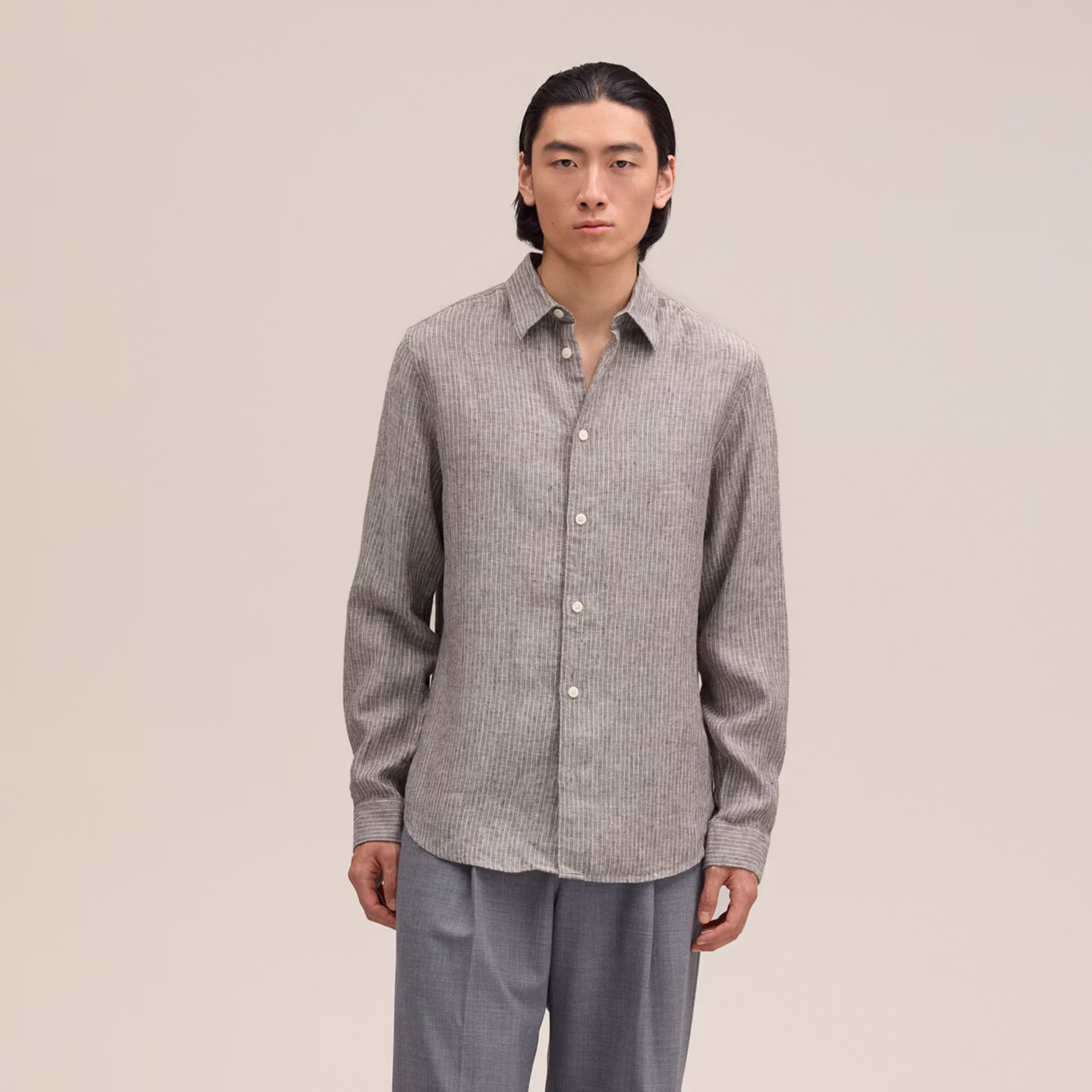 Enzo Classic Collar Linen Shirt Clay NN.07