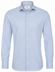 Eterna Blue and White Stripe Dress Shirt 