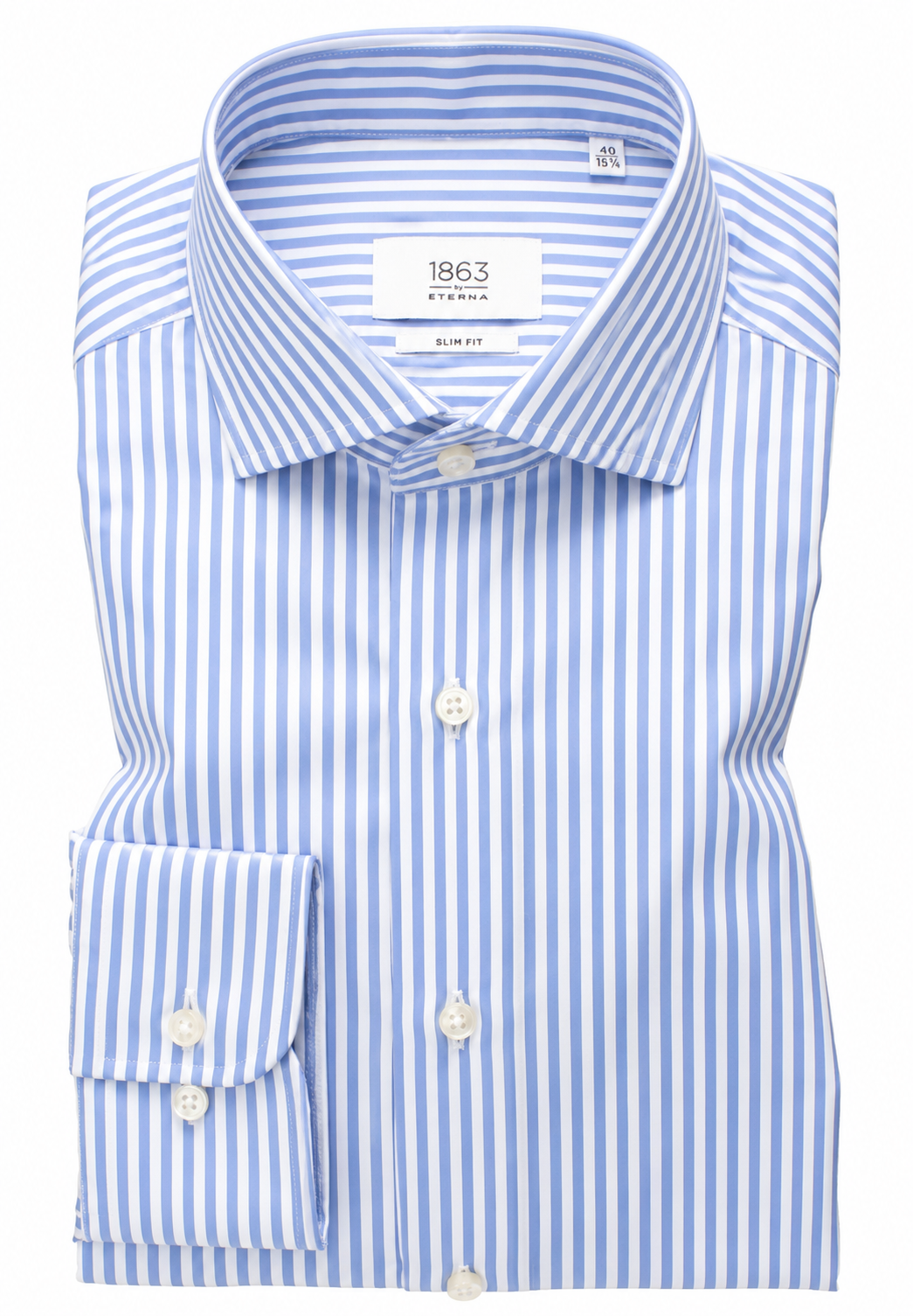 Eterna Blue and White Stripe Dress Shirt 
