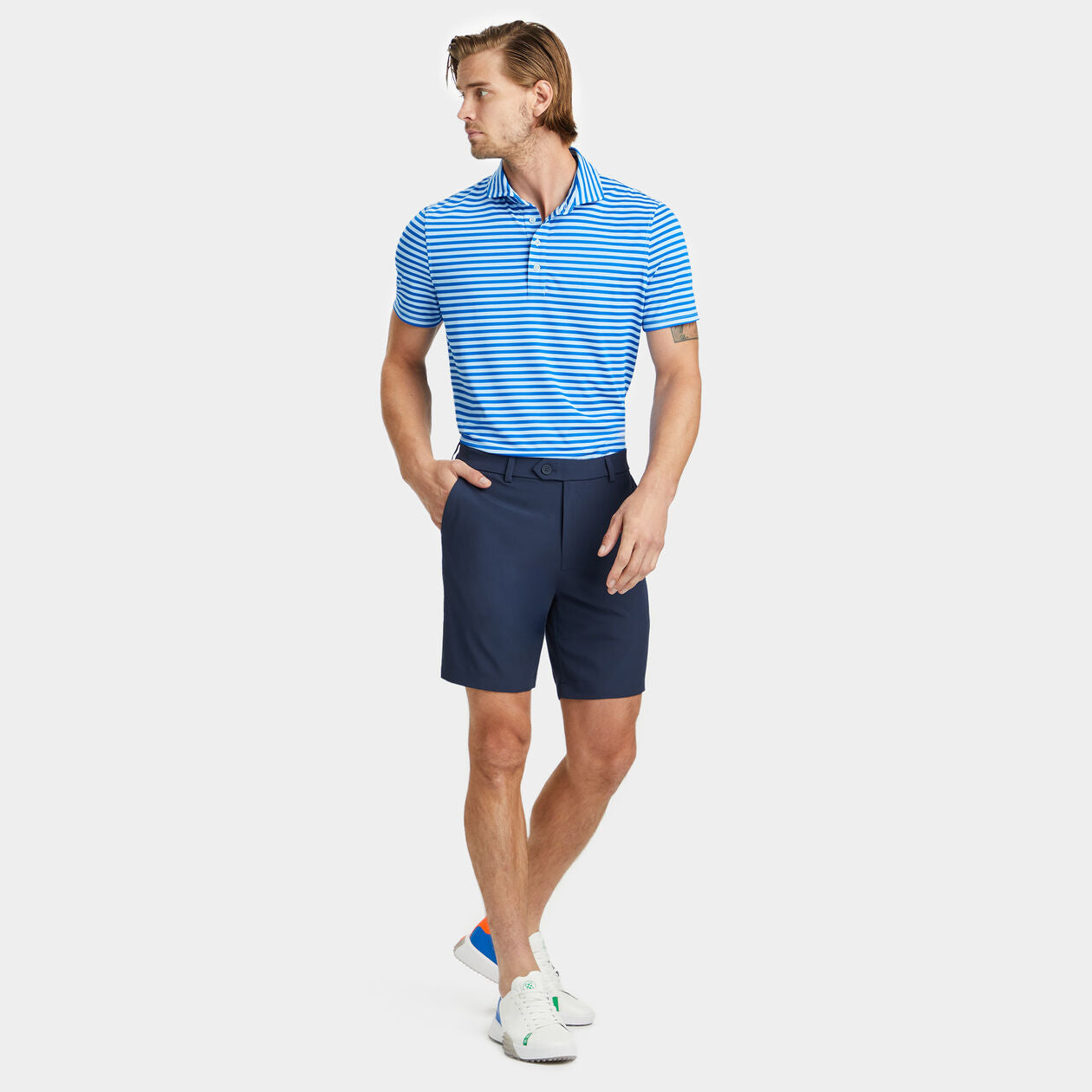 Perforated Stripe Polo Baja