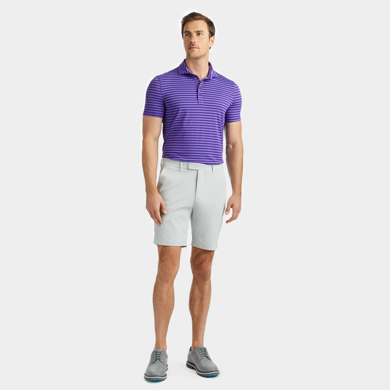 Perforated Stripe Polo Midsummer