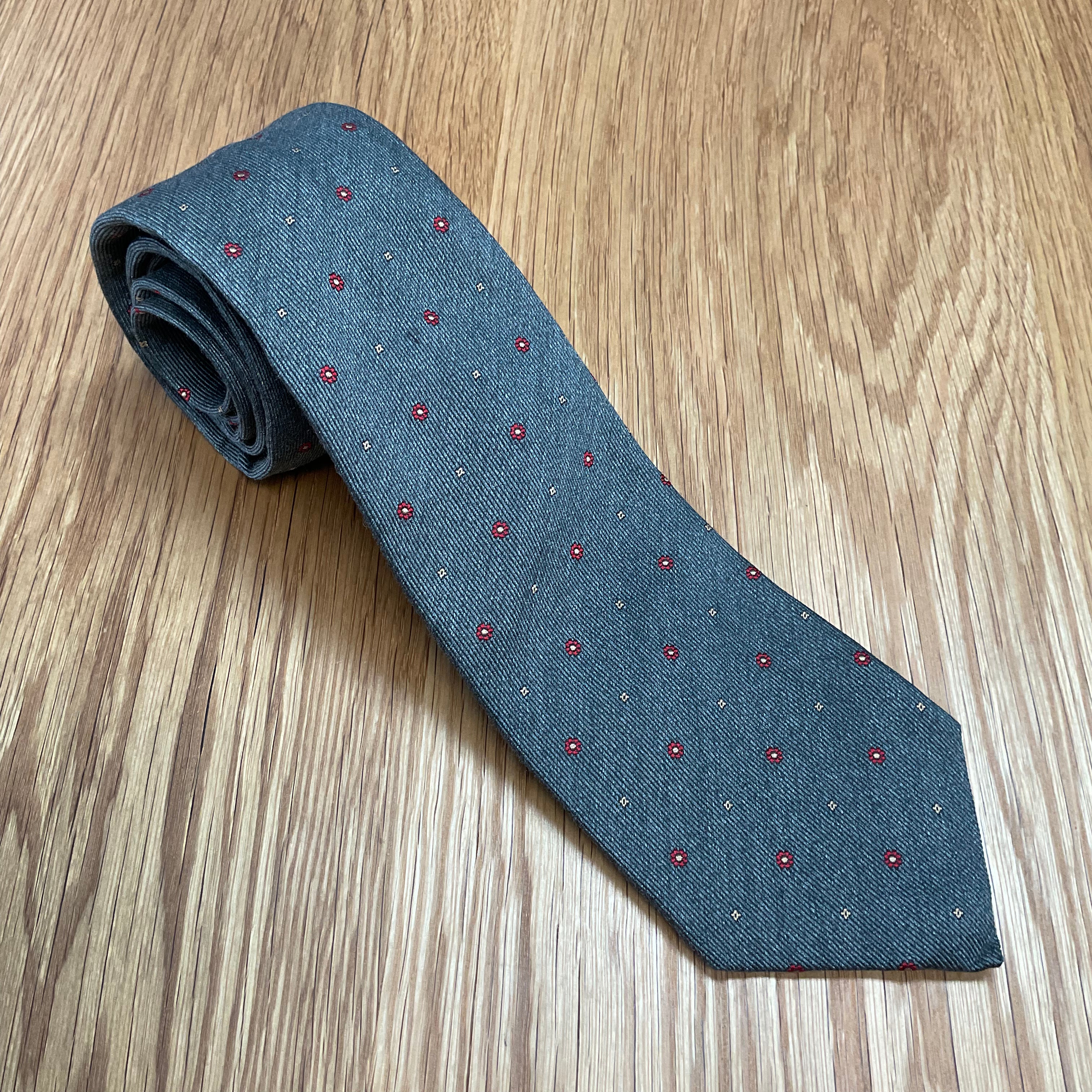 Gray Micro Floral Silk Tie Q. Contrary