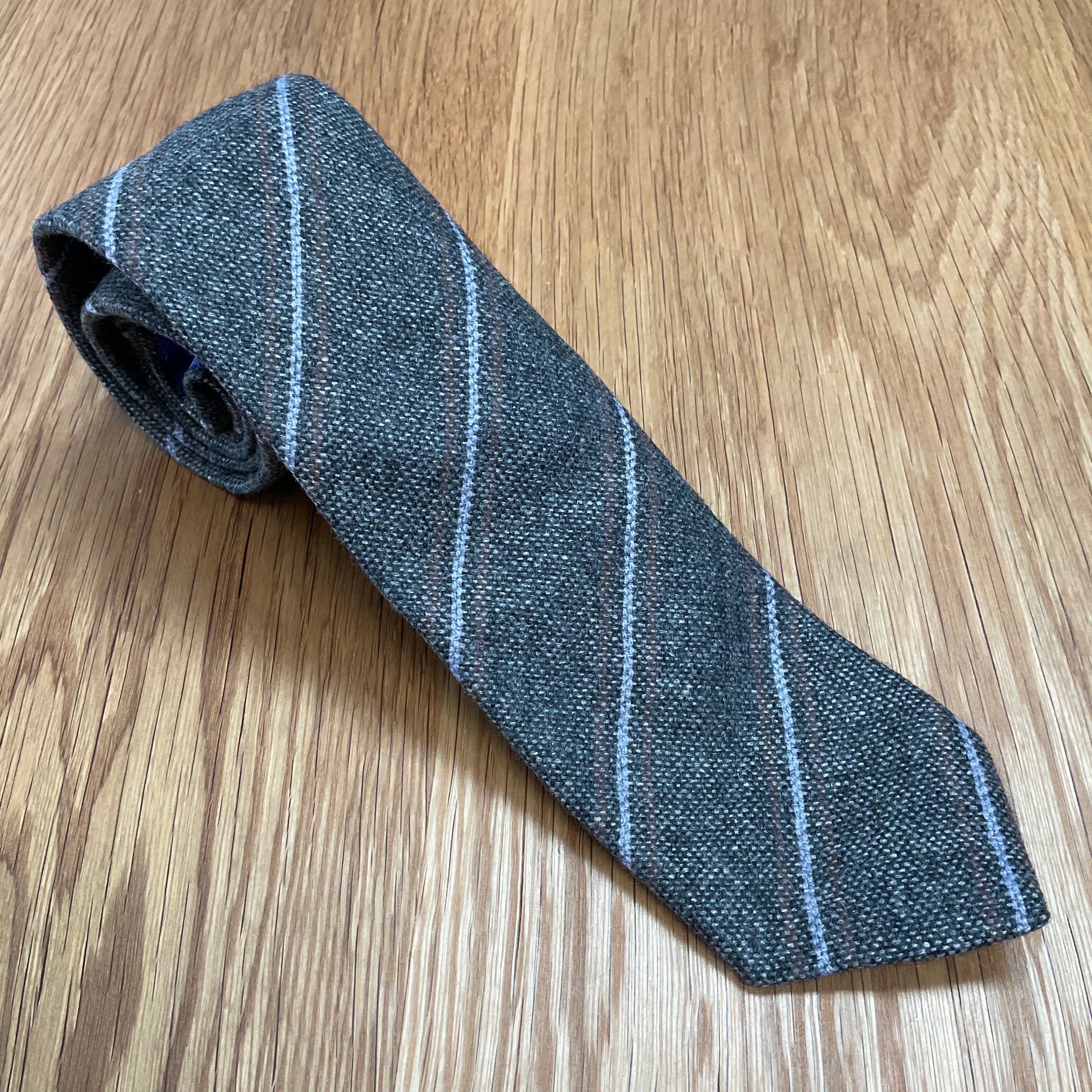 Gray Tri-Color Stripe Cashmere Tie Q. Contrary