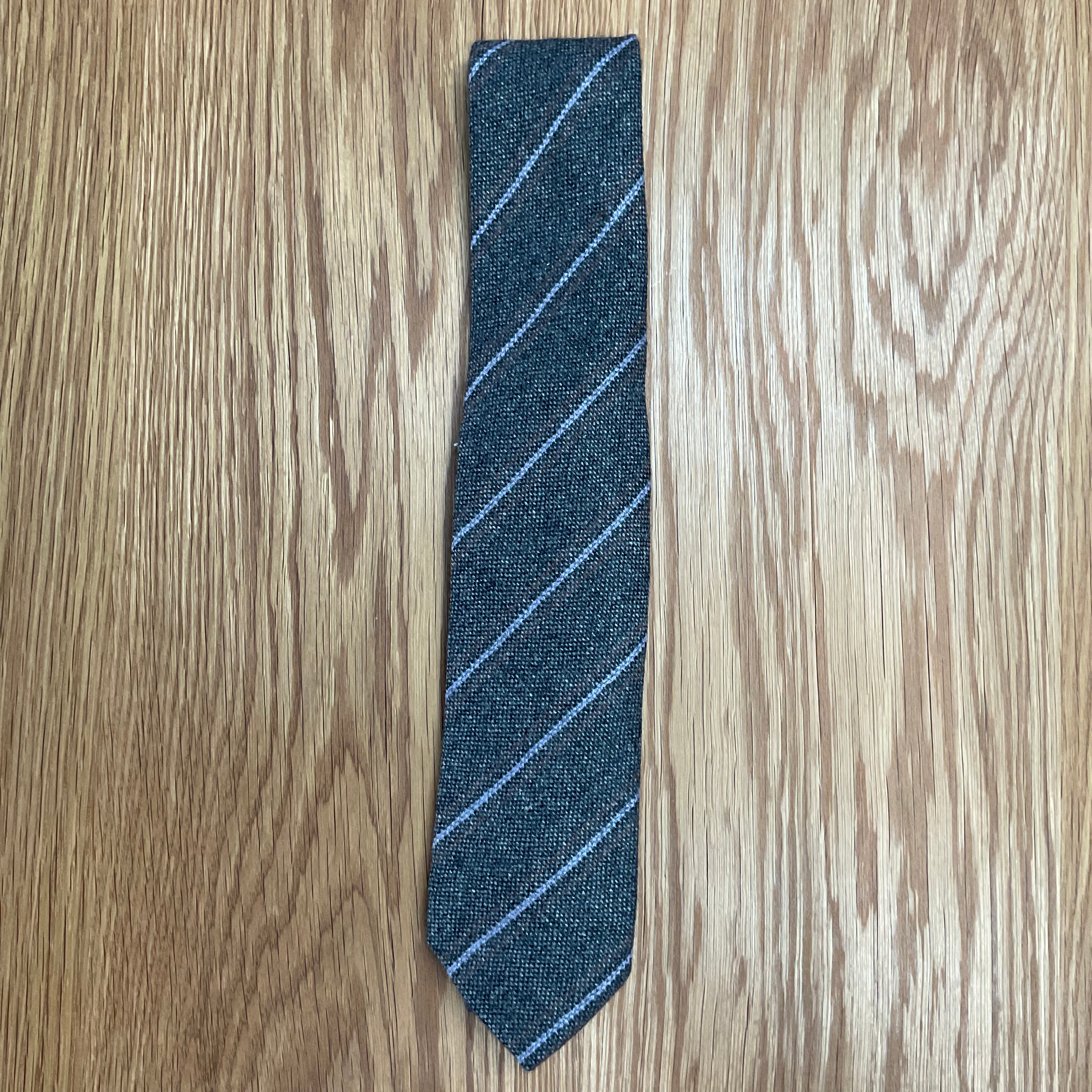Gray Tri-Color Stripe Cashmere Tie Q. Contrary