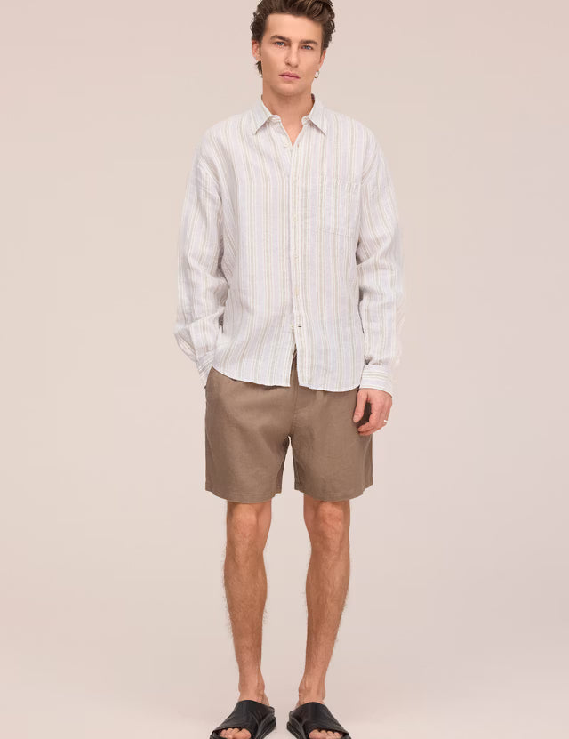 Gregor Casual Drawstring Linen Shorts Clay Mirage NN.07