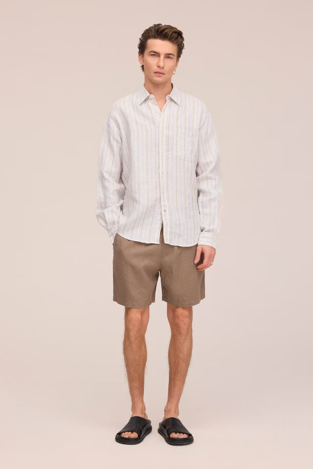 Gregor Casual Drawstring Linen Shorts Clay Mirage NN.07