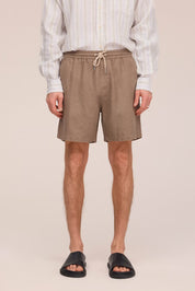 Gregor Casual Drawstring Linen Shorts Clay Mirage NN.07