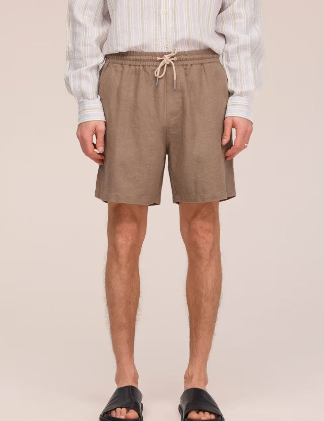 Gregor Casual Drawstring Linen Shorts Clay Mirage NN.07
