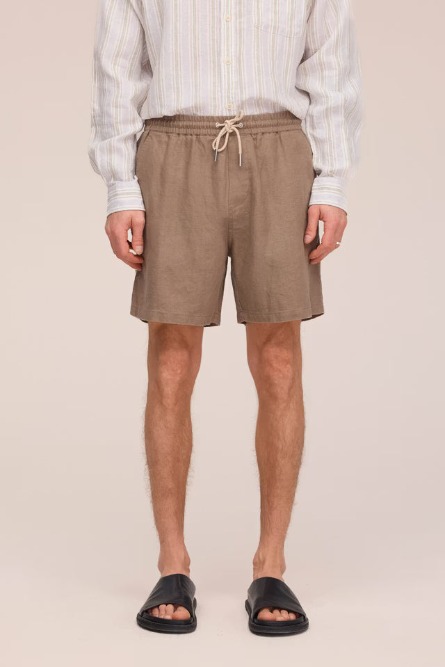 Gregor Casual Drawstring Linen Shorts Clay Mirage NN.07