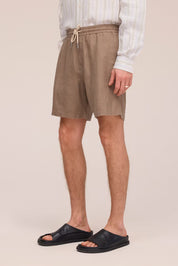 Gregor Casual Drawstring Linen Shorts Clay Mirage NN.07