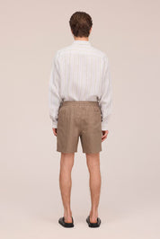 Gregor Casual Drawstring Linen Shorts Clay Mirage NN.07