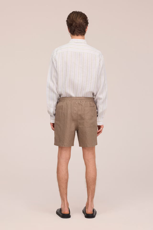 Gregor Casual Drawstring Linen Shorts Clay Mirage NN.07