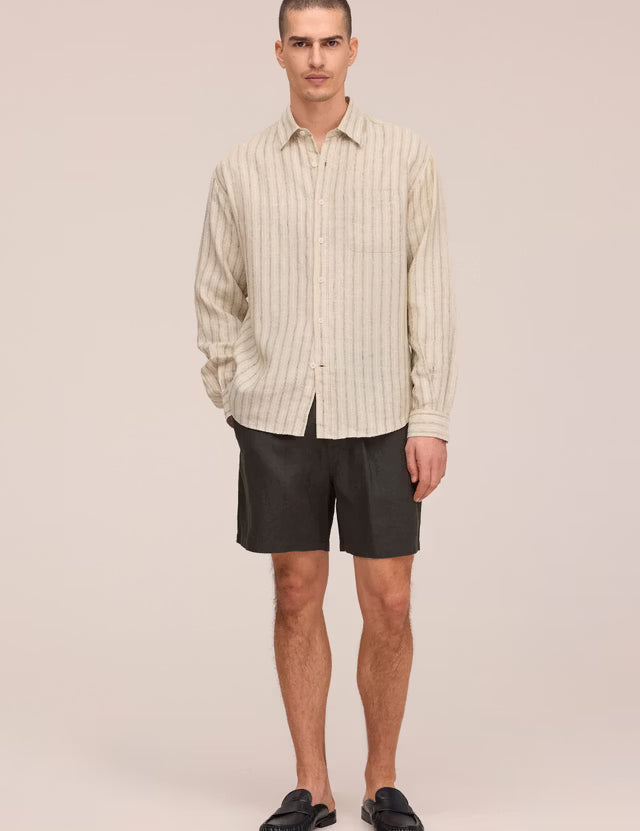 Gregor Casual drawstring linen shorts Dark Army NN.07