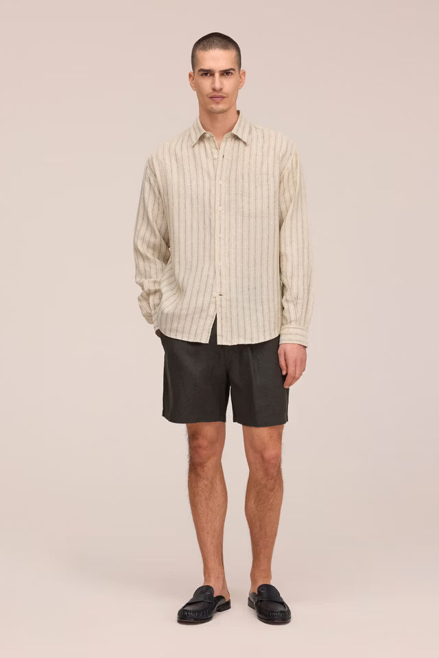 Gregor Casual drawstring linen shorts Dark Army NN.07