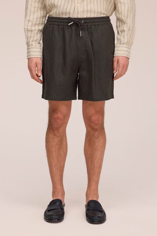 Gregor Casual drawstring linen shorts Dark Army NN.07