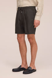 Gregor Casual drawstring linen shorts Dark Army NN.07