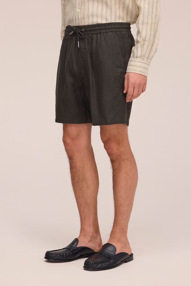Gregor Casual drawstring linen shorts Dark Army NN.07