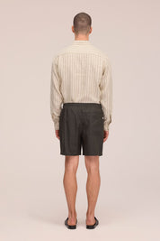 Gregor Casual drawstring linen shorts Dark Army NN.07