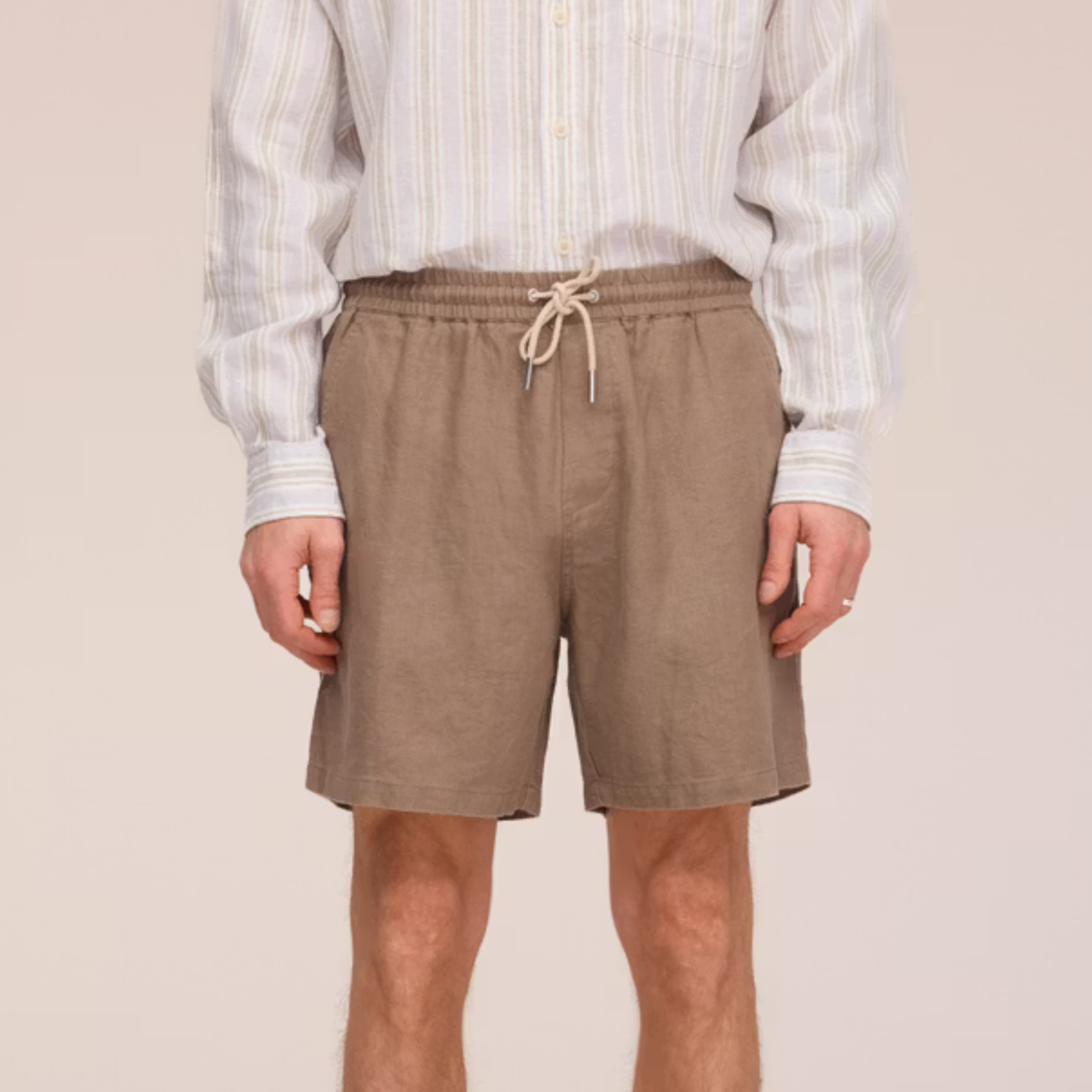 Gregor Casual Drawstring Linen Shorts Clay Mirage NN.07