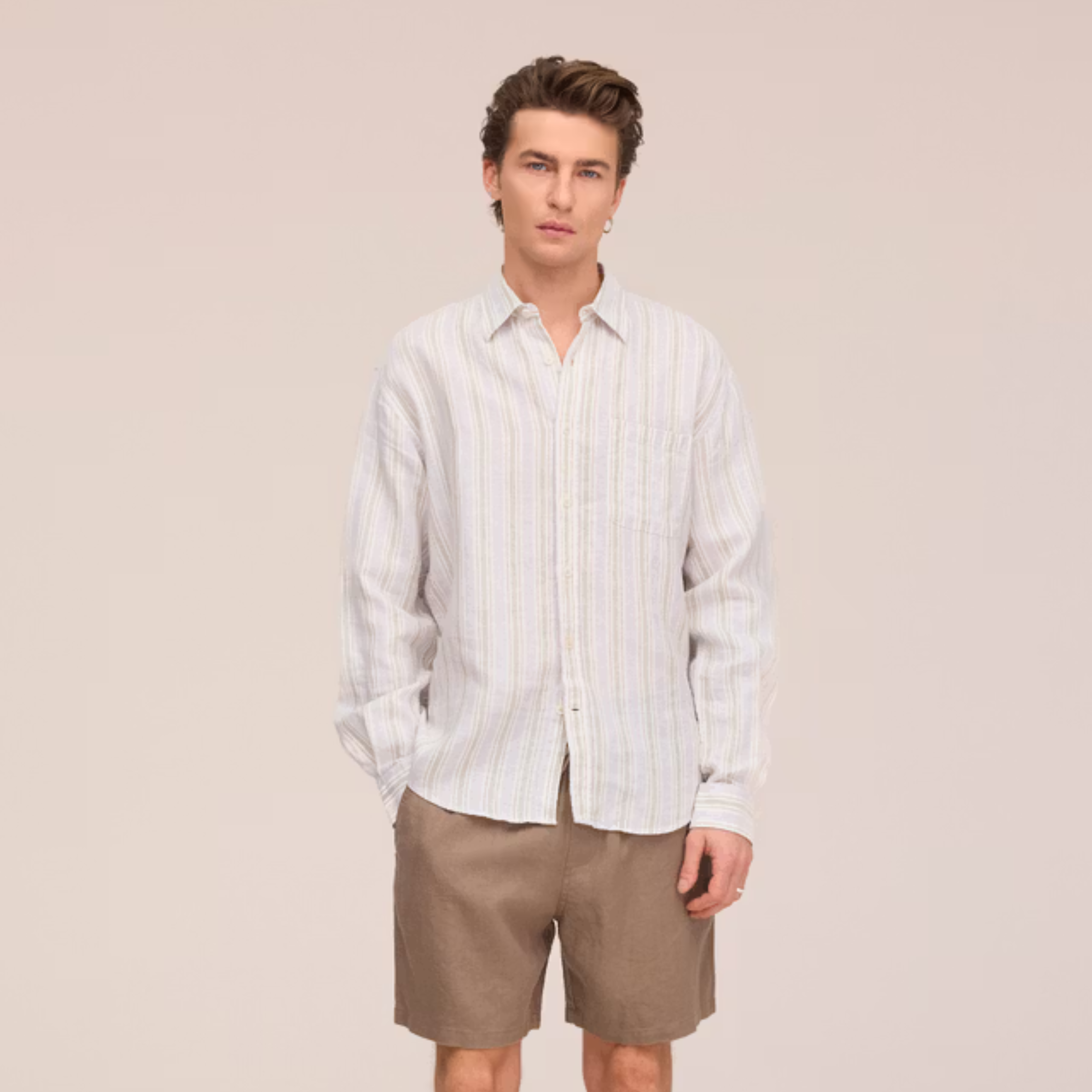 Gregor Casual Drawstring Linen Shorts Clay Mirage NN.07