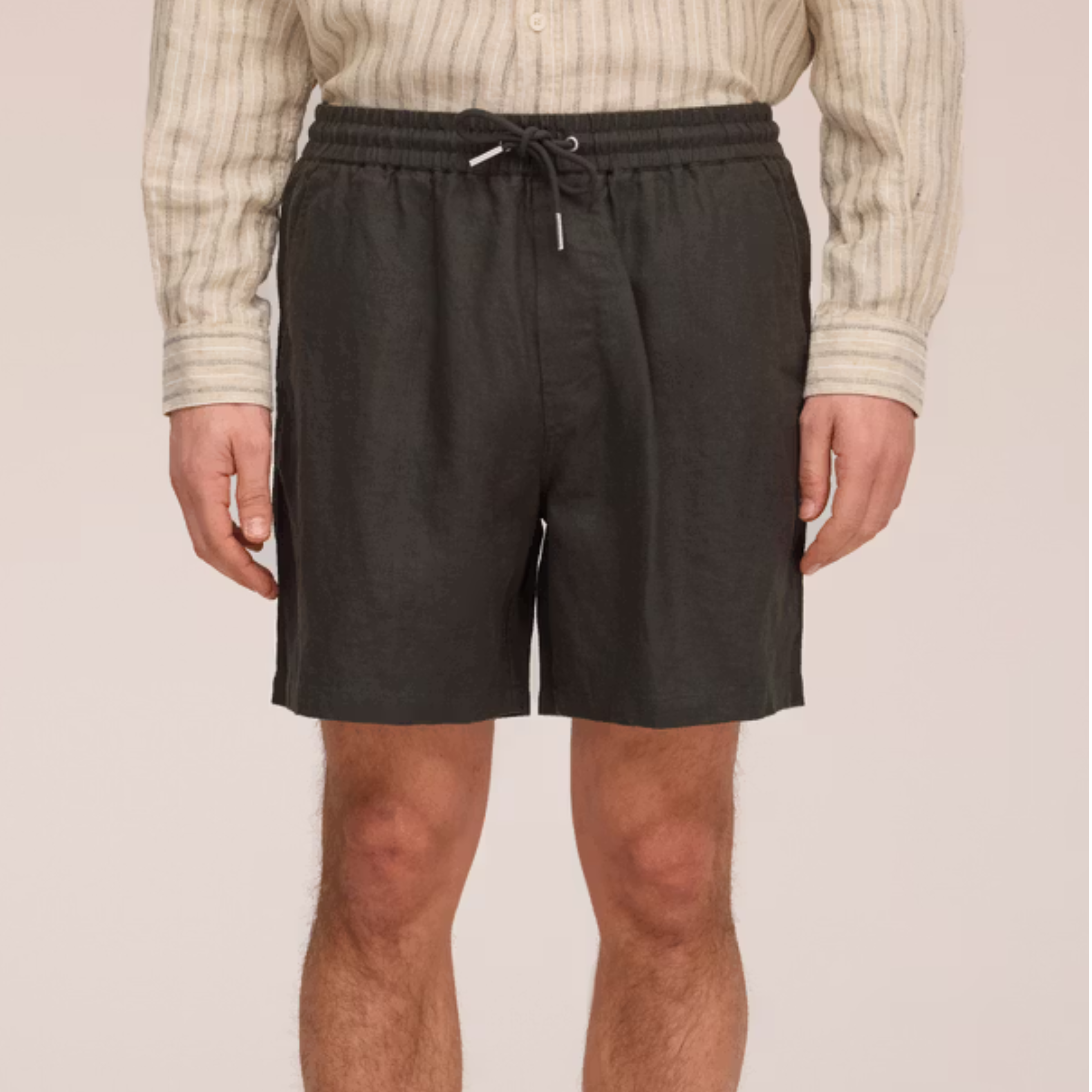 Gregor Casual Drawstring Linen Shorts Dark Army NN.07