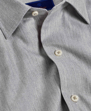 Grey Herringbone Sport Shirt David Donahue 