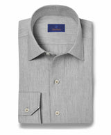Grey Herringbone Sport Shirt - David Donahue