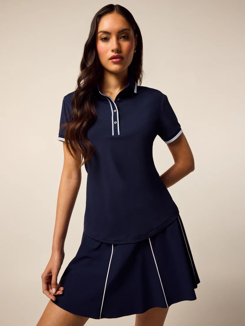 Scarlett Luxe Short Sleeve Polo - Maltese Blue | Greyson Clothiers