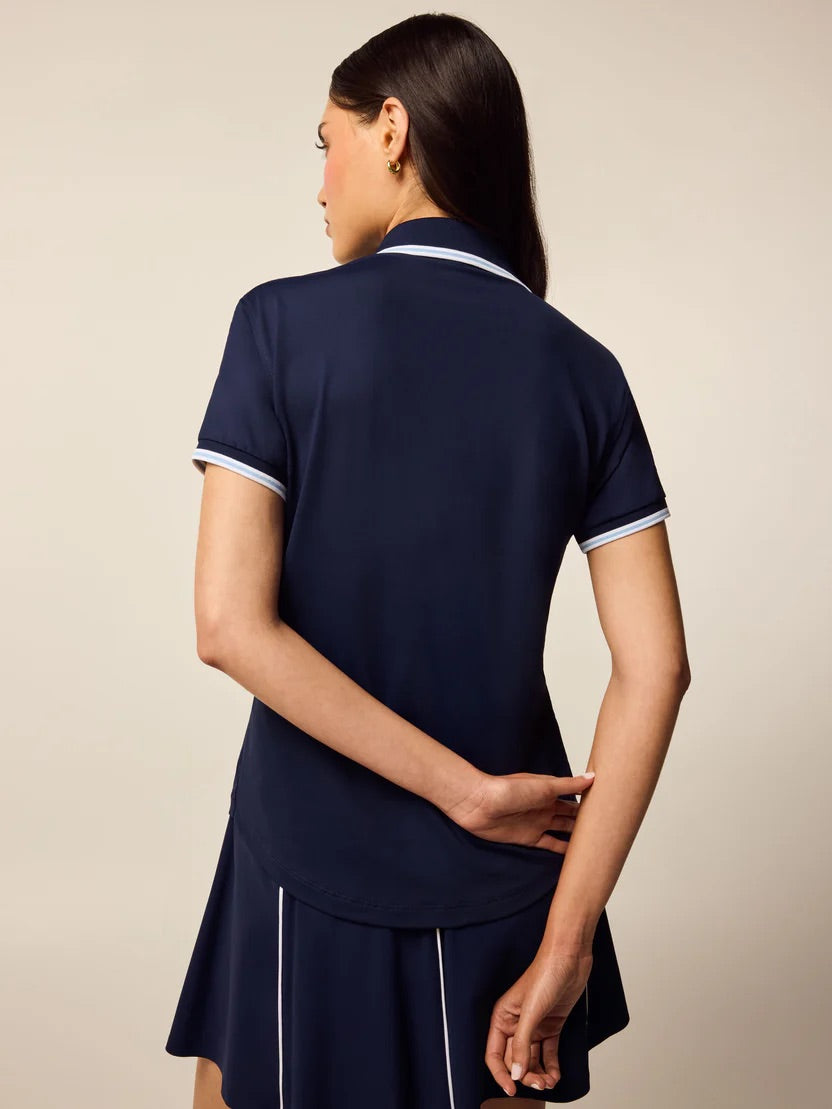 Scarlett Luxe Short Sleeve Polo - Maltese Blue | Greyson Clothiers