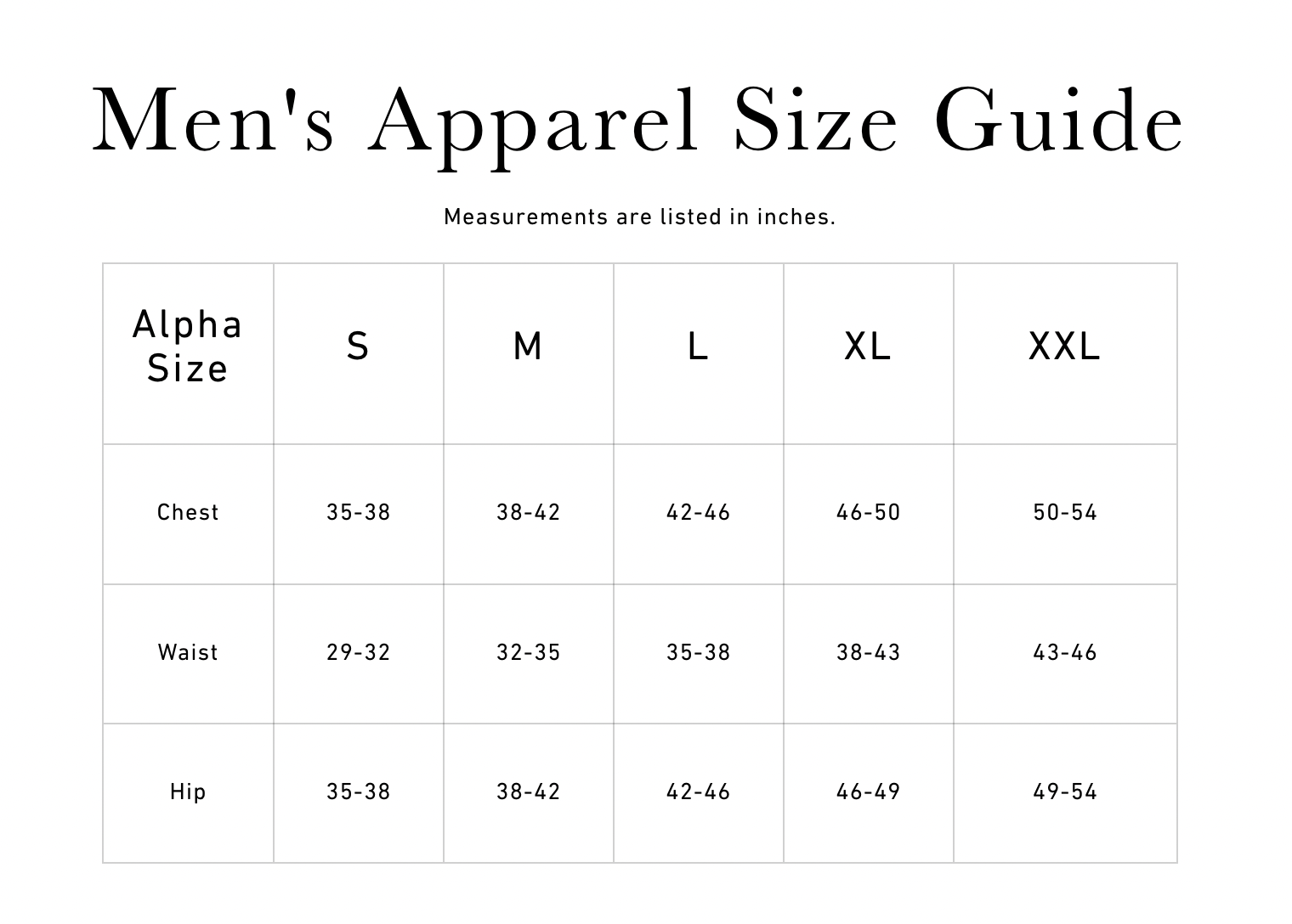 Size Chart