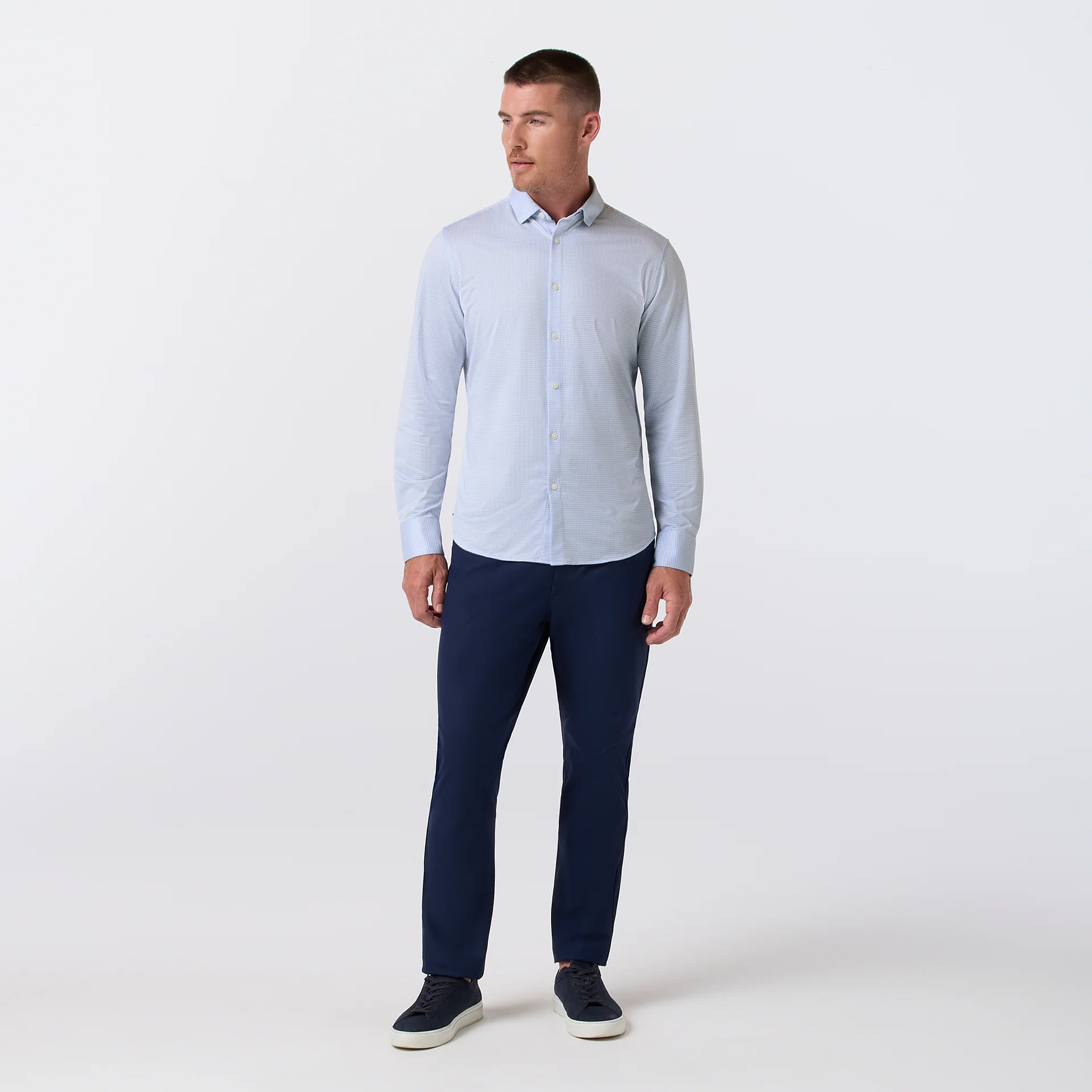 Halyard No Tuck Dress Shirt Cloud Blue Peter Gingham Mizzen+Main