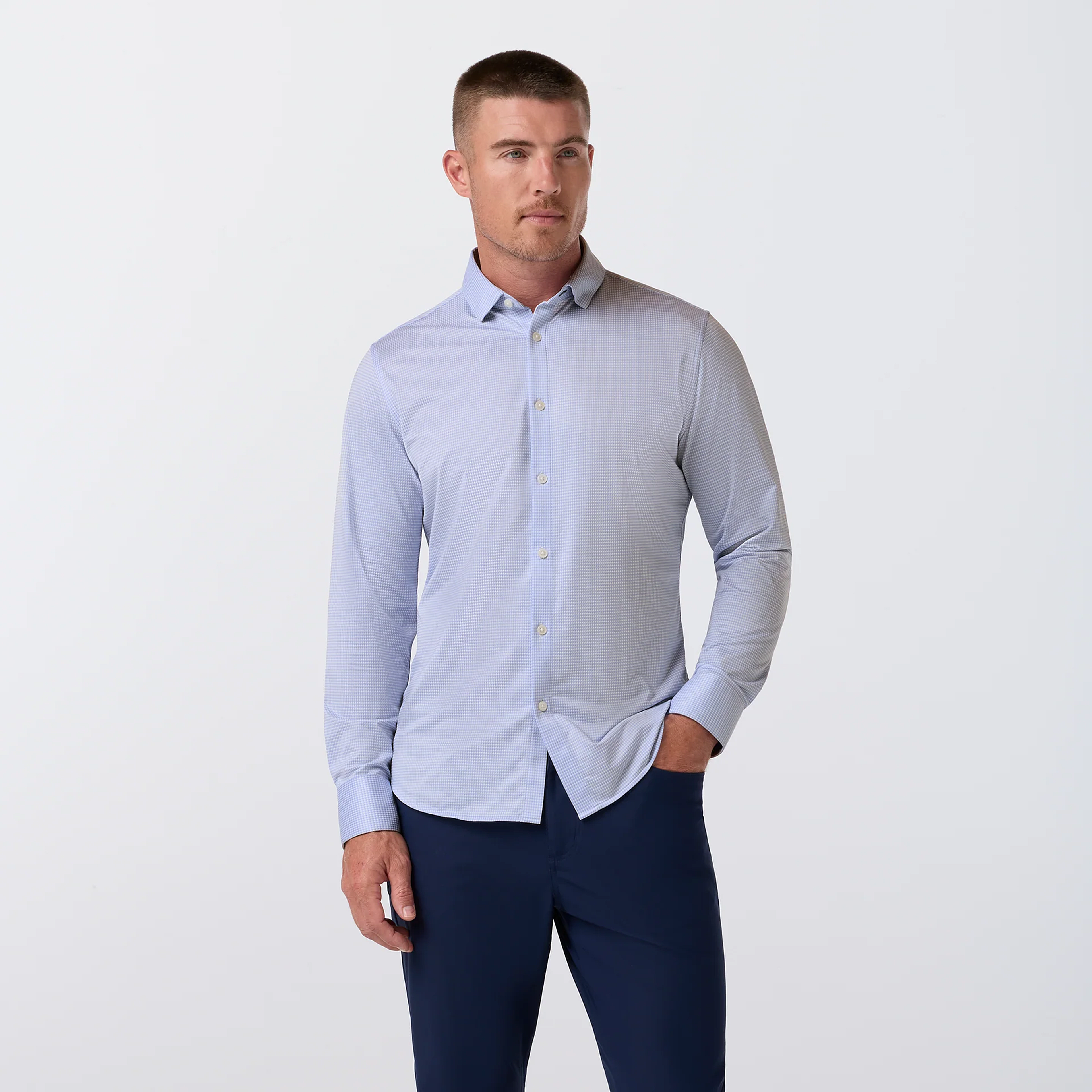 Halyard No Tuck Dress Shirt Cloud Blue Peter Gingham Mizzen+Main