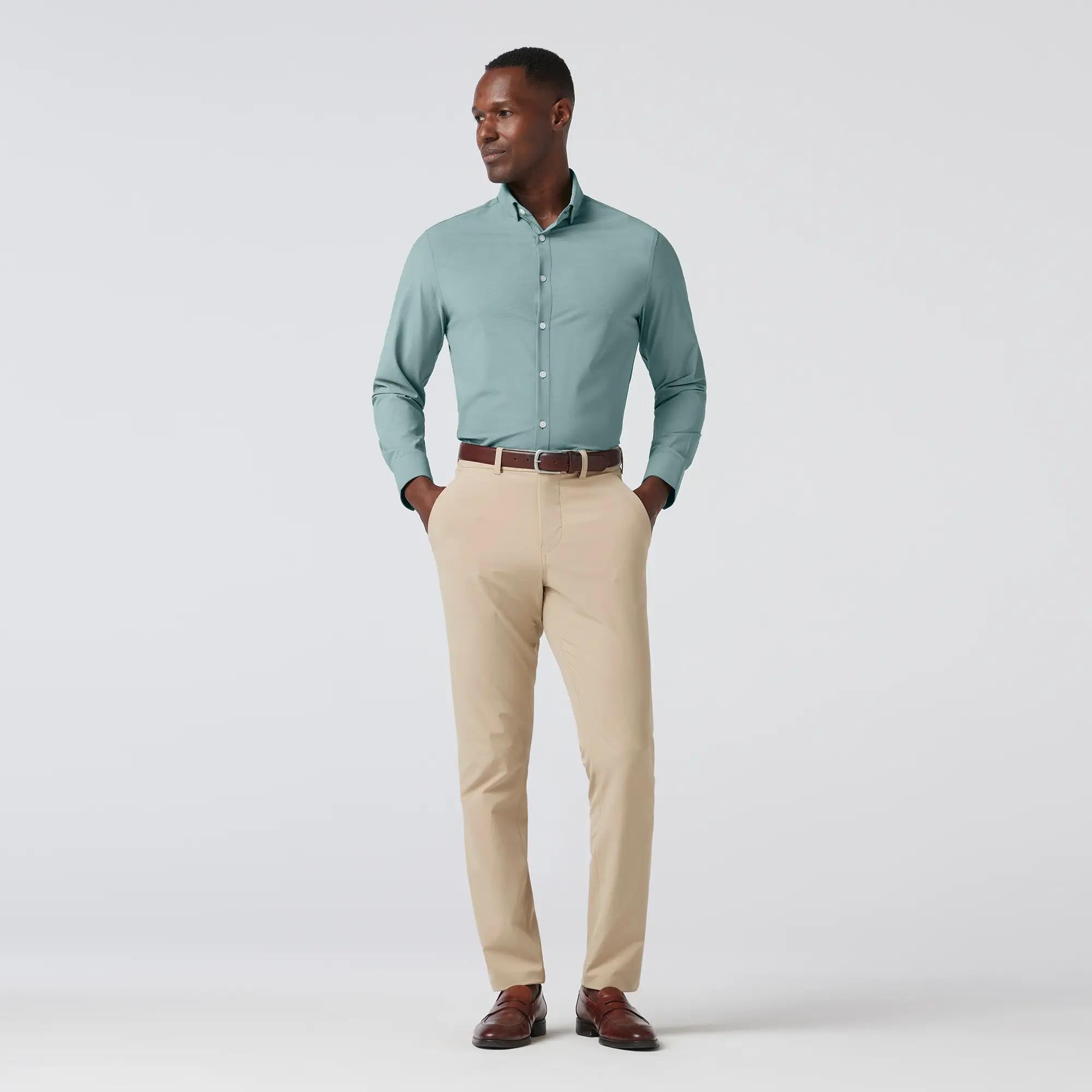 Hunter Green Straton Check Leeward Dress Shirt Mizzen and Main 