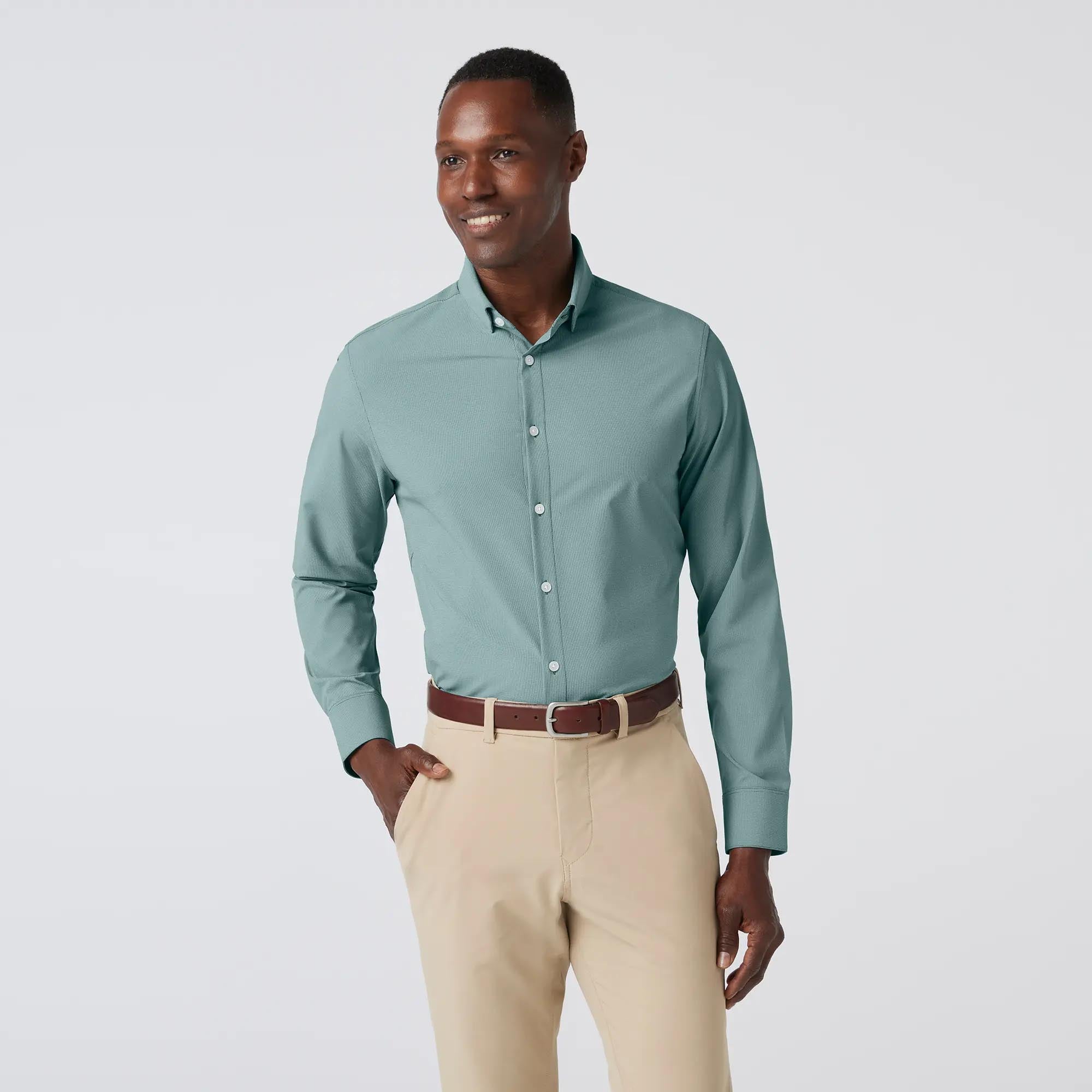 Hunter Green Straton Check Leeward Dress Shirt Mizzen and Main 