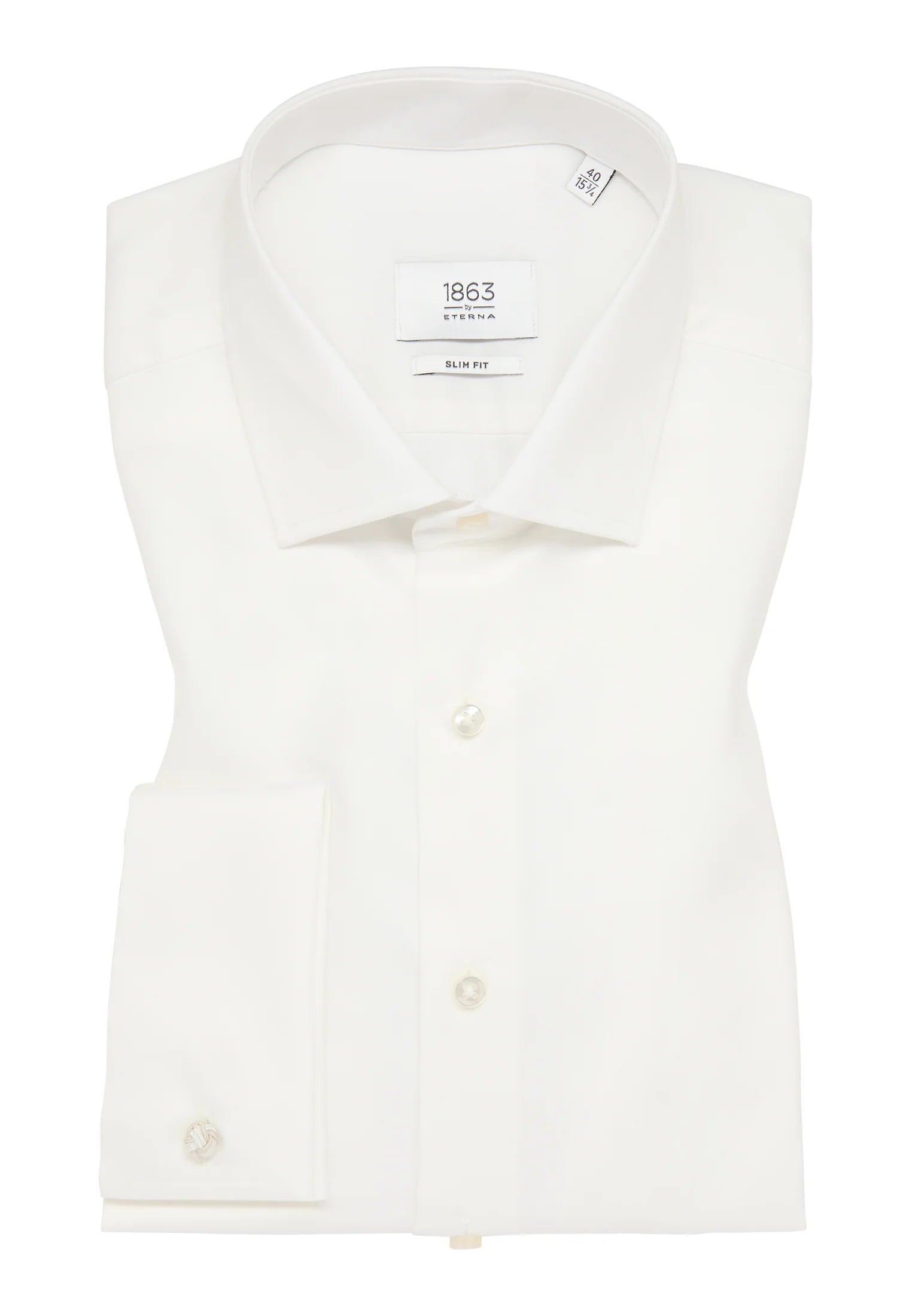 Ivory Slim Fit Dress Shirt 1863 by Eterna Folded View
