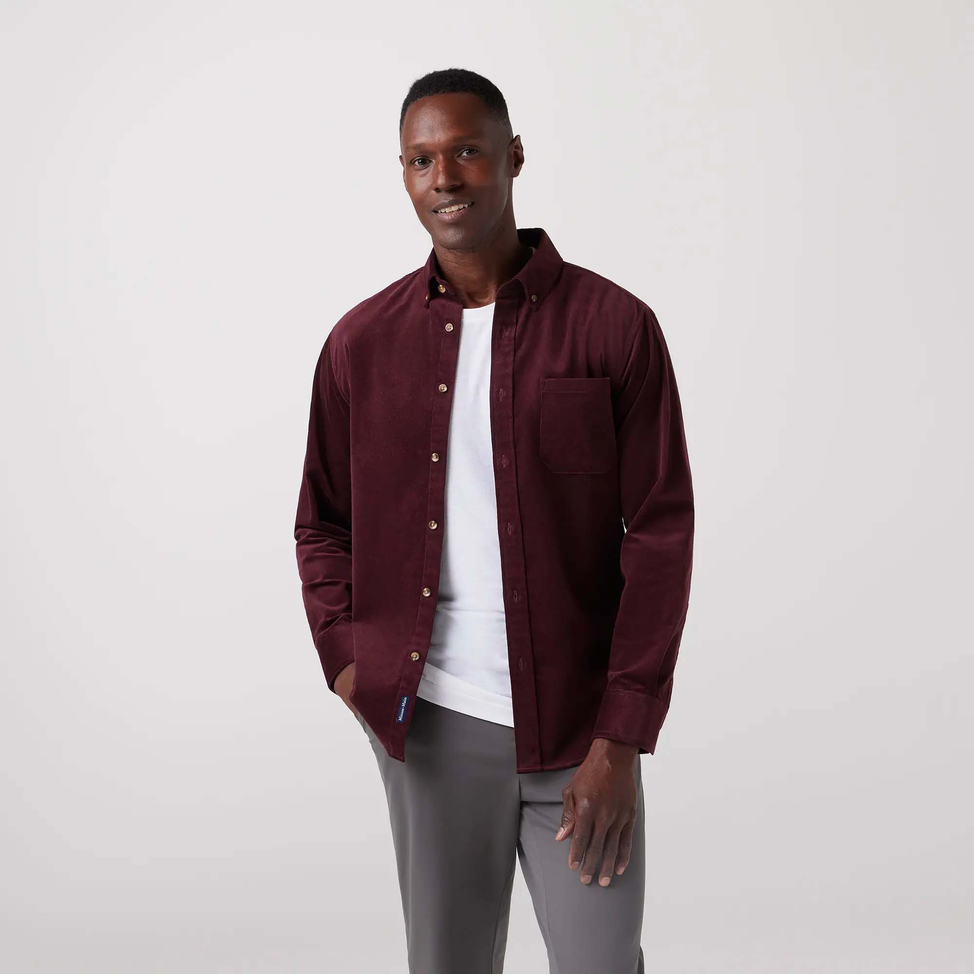 Jackson Corduroy Shirt Wine Mizzen + Main