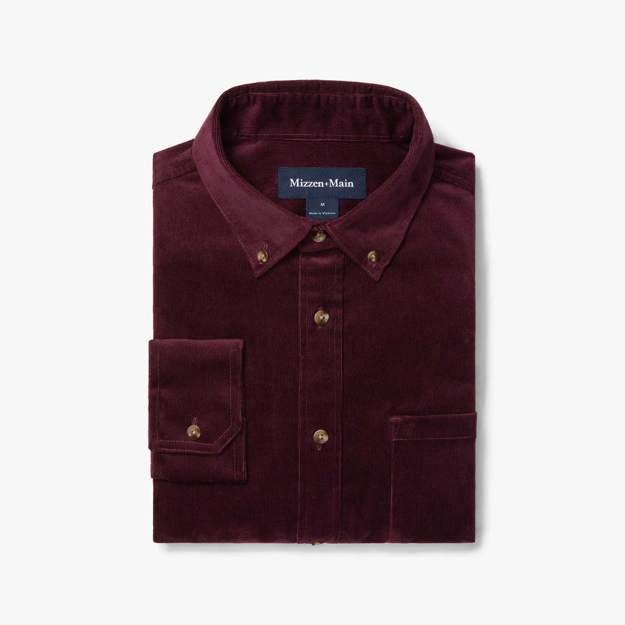 Jackson Corduroy Shirt Wine Mizzen + Main