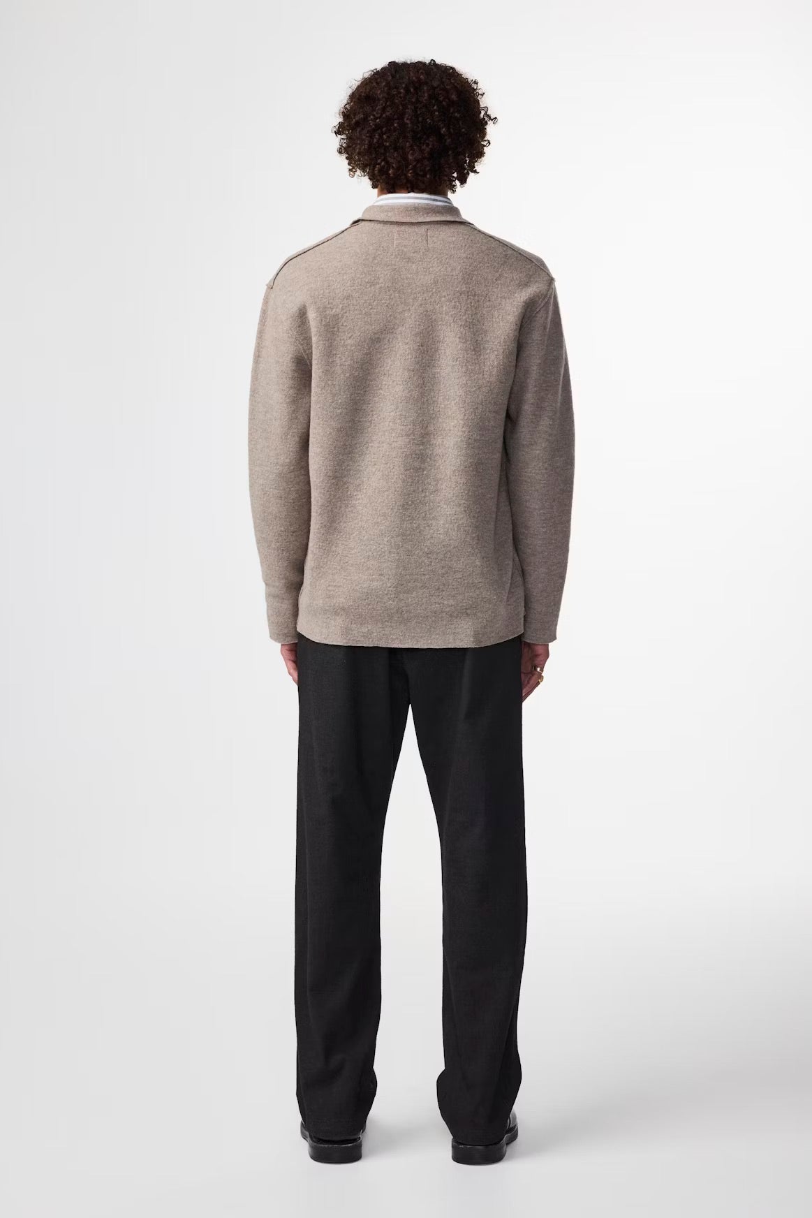 Jonas Boiled Wool Overshirt In Khaki Beige From NN.07