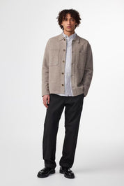 Jonas Boiled Wool Overshirt In Khaki Beige From NN.07