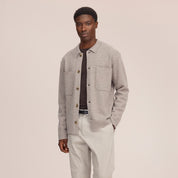 Jonas Boiled Merino Wool Overshirt Khaki Beige NN.07