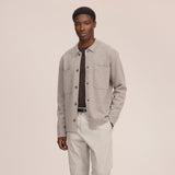 Jonas Boiled Merino Wool Overshirt - Khaki Beige | NN.07