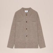 Jonas Boiled Merino Wool Overshirt Khaki Beige NN.07