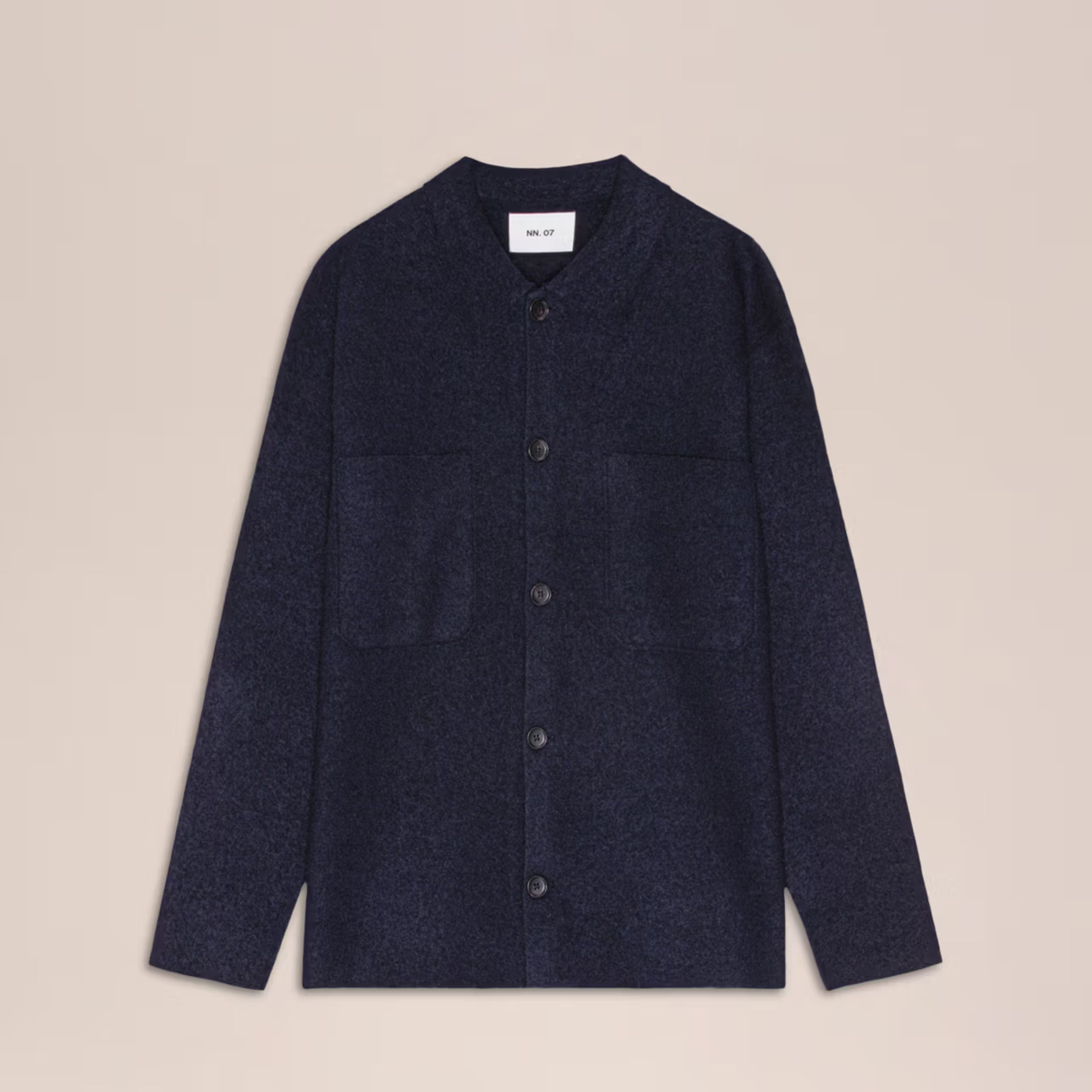 Jonas Boiled Merino Wool Overshirt Navy Blue NN.07