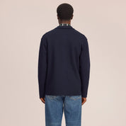 Jonas Boiled Merino Wool Overshirt Navy Blue NN.07
